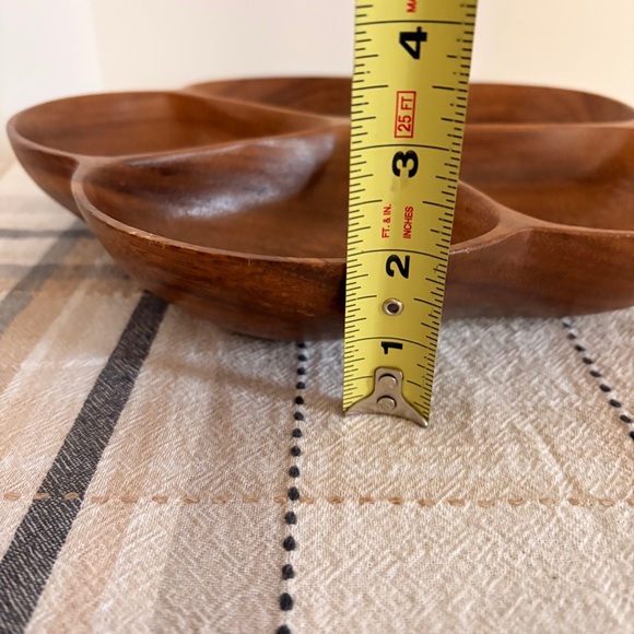 Mid Century Modern Monkey Pod Wood Divided Clover Tray Masini Handcrafted Tiki - Picture 10 of 11